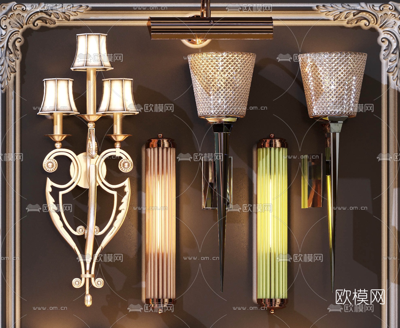 欧式古典轻奢壁灯3d模型下载（渲染图4）