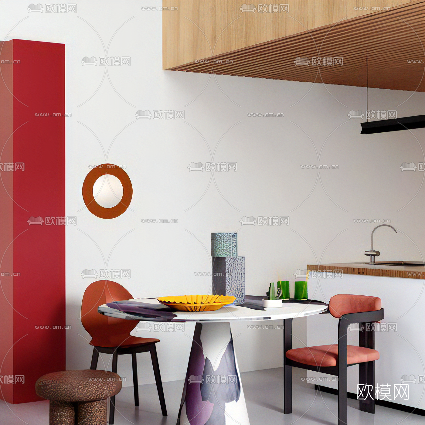 现代时尚休闲桌椅3d模型下载