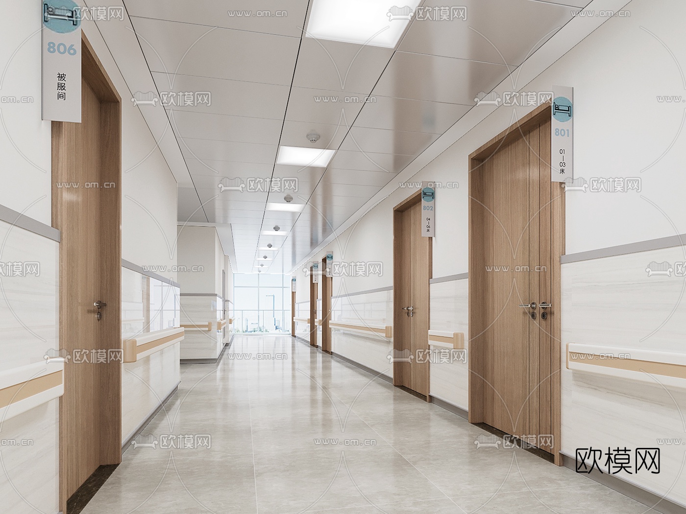 现代医院大堂前台3d模型下载（渲染图2）