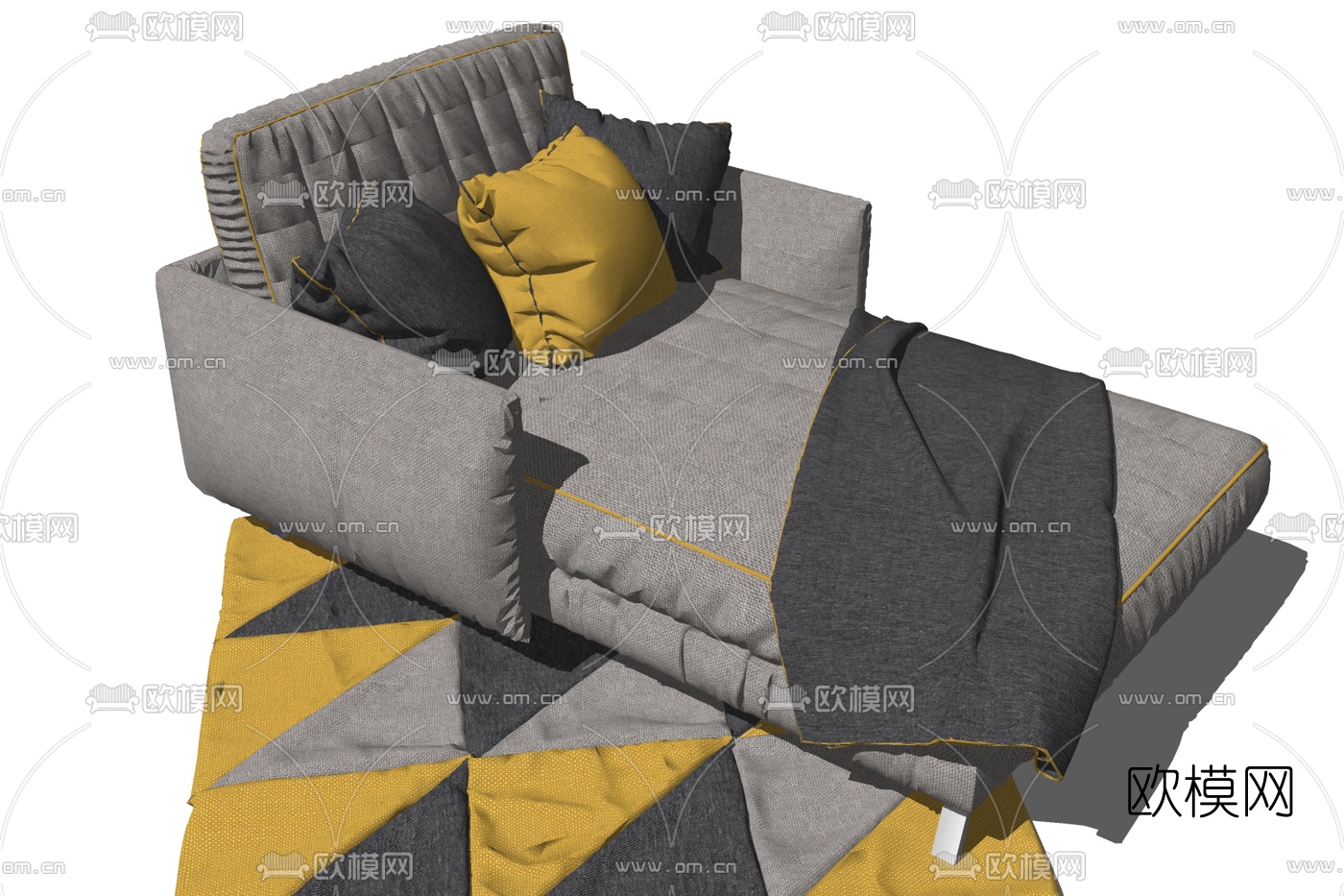 现代布艺贵妃椅su模型下载