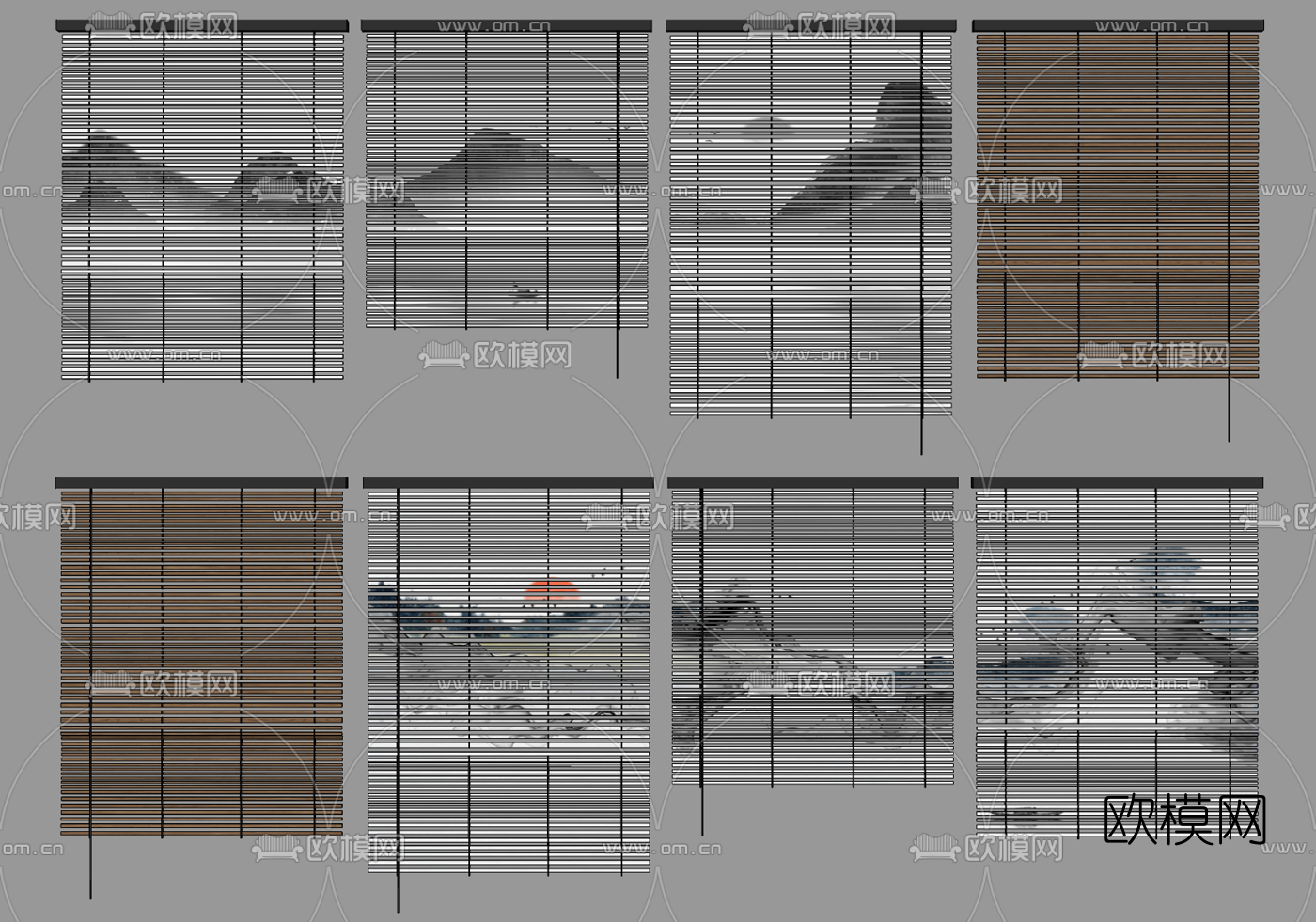 新中式百叶窗窗帘su模型下载（渲染图2）