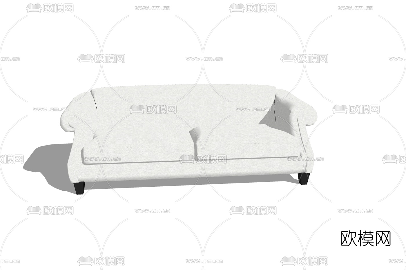 现代布艺双人沙发免费su模型下载