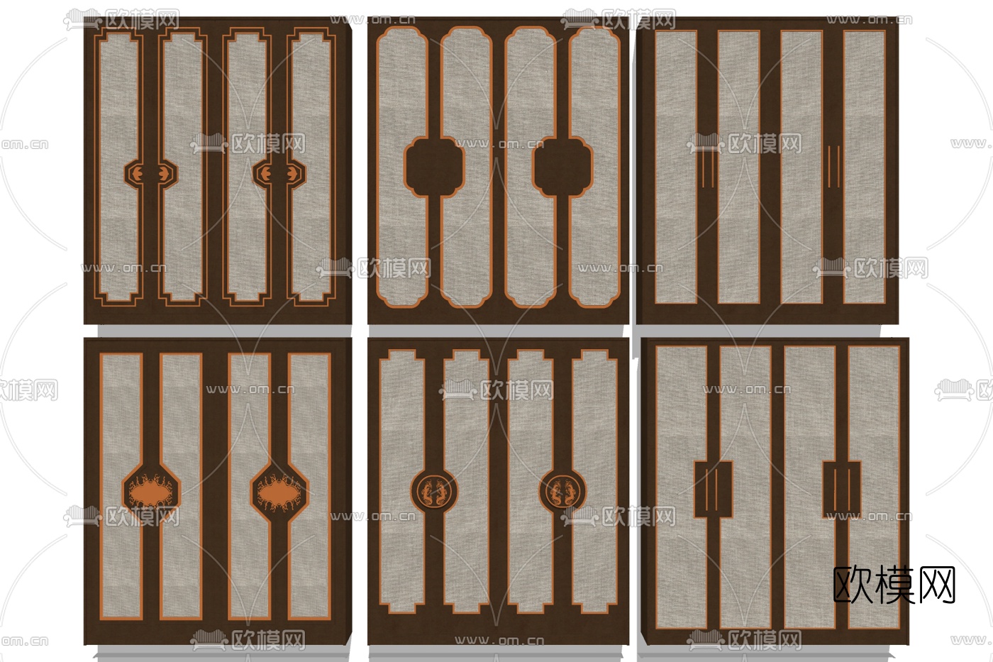新中式实木衣柜su模型下载