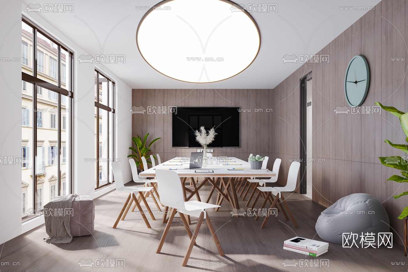 北欧办公室会议室3d模型下载（渲染图1）