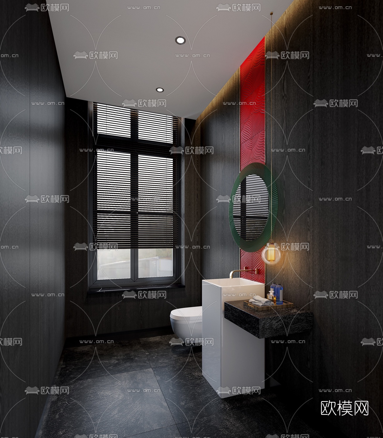 现代高级灰卫生间3d模型