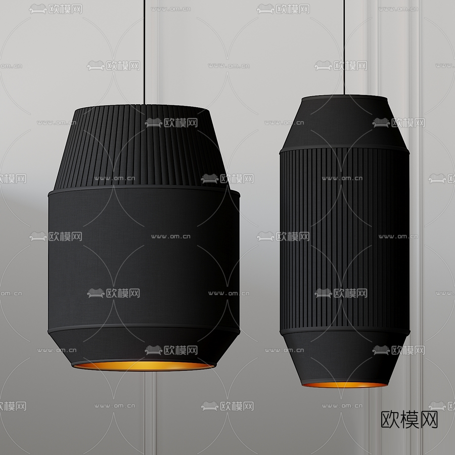 中式灯笼吊灯3d模型下载（渲染图3）