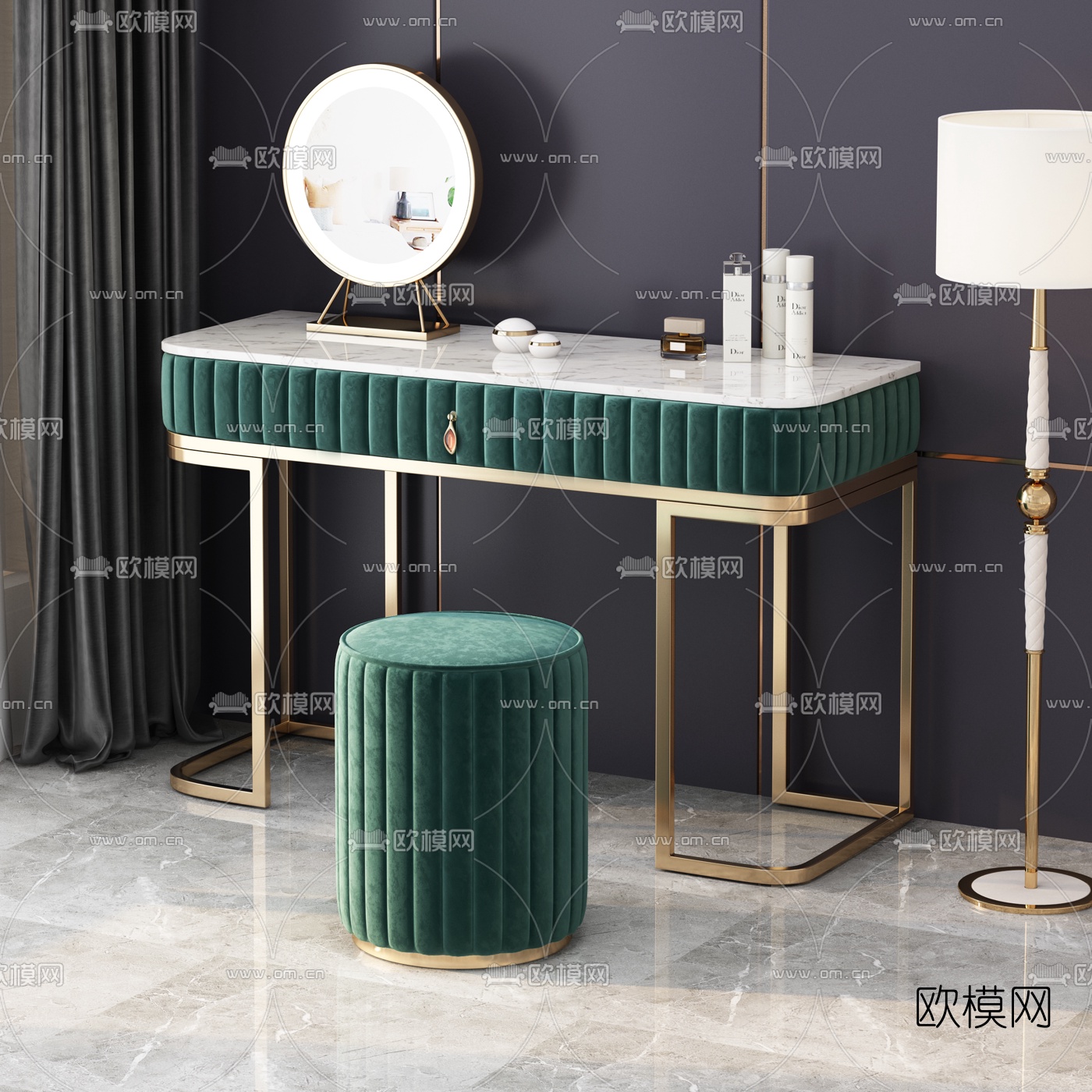 现代轻奢梳妆台3d模型