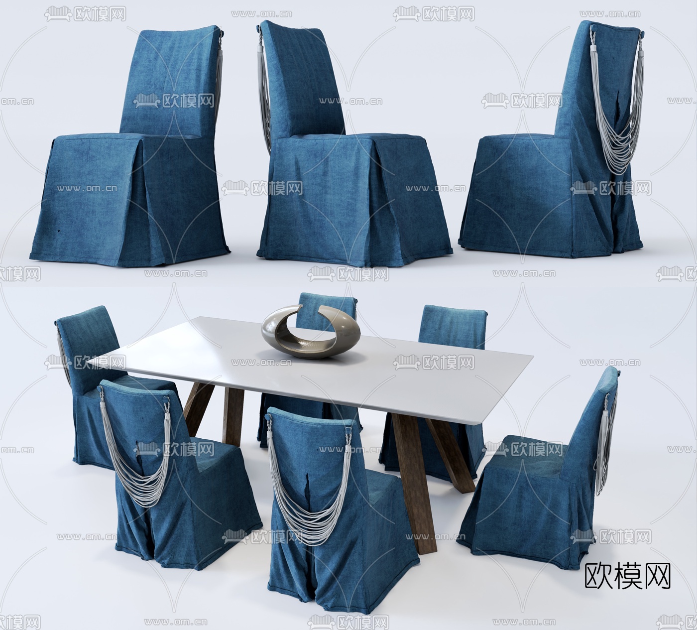 现代轻奢餐桌椅su模型