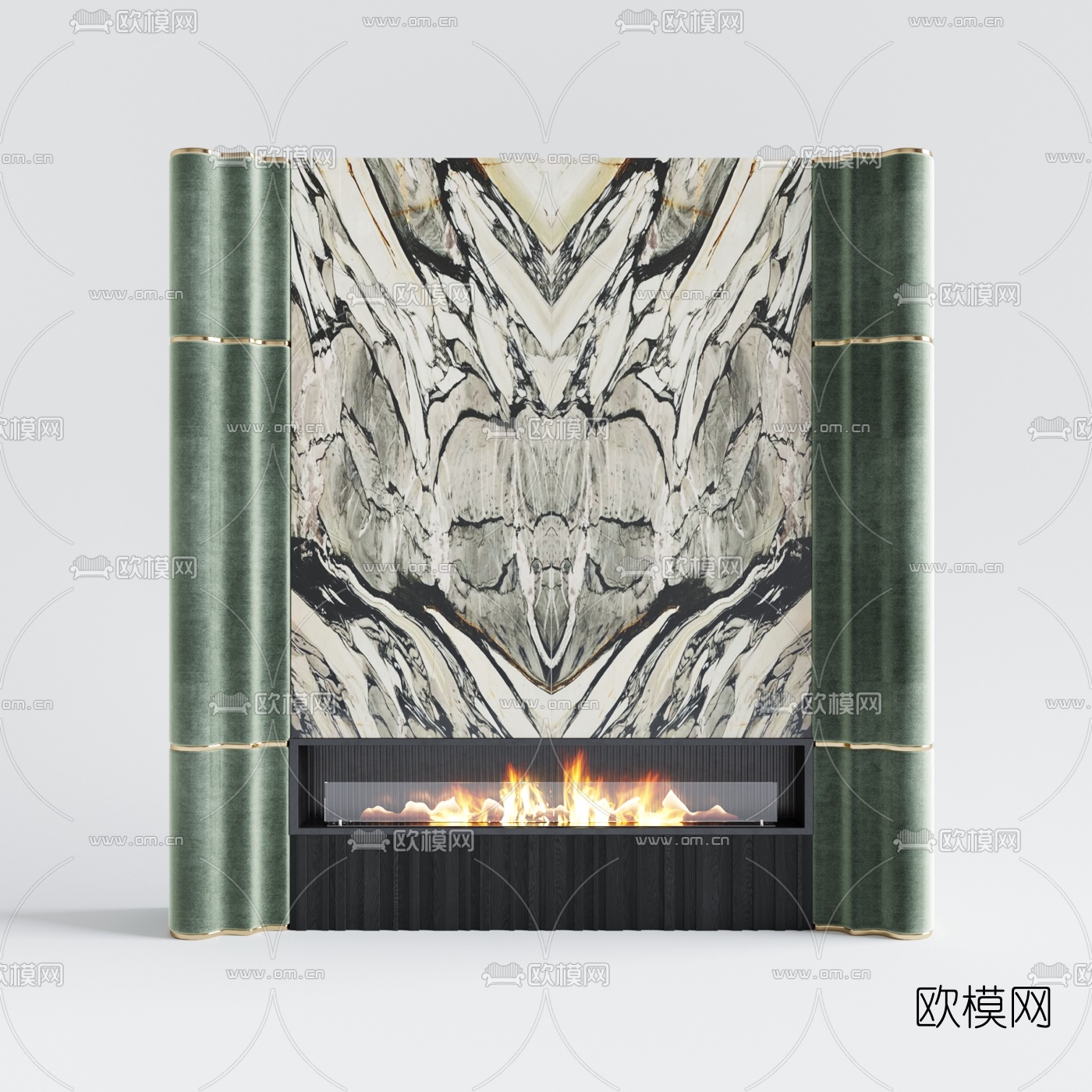 现代轻奢壁炉3d模型下载（渲染图1）