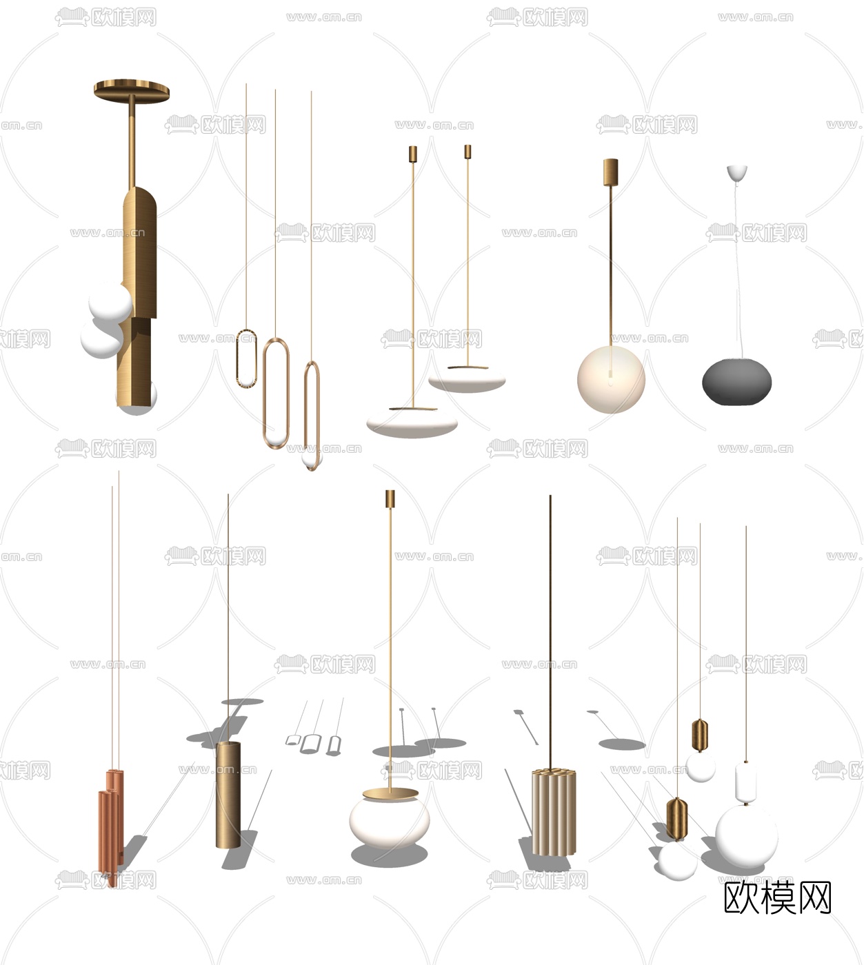 现代金属吊灯su模型