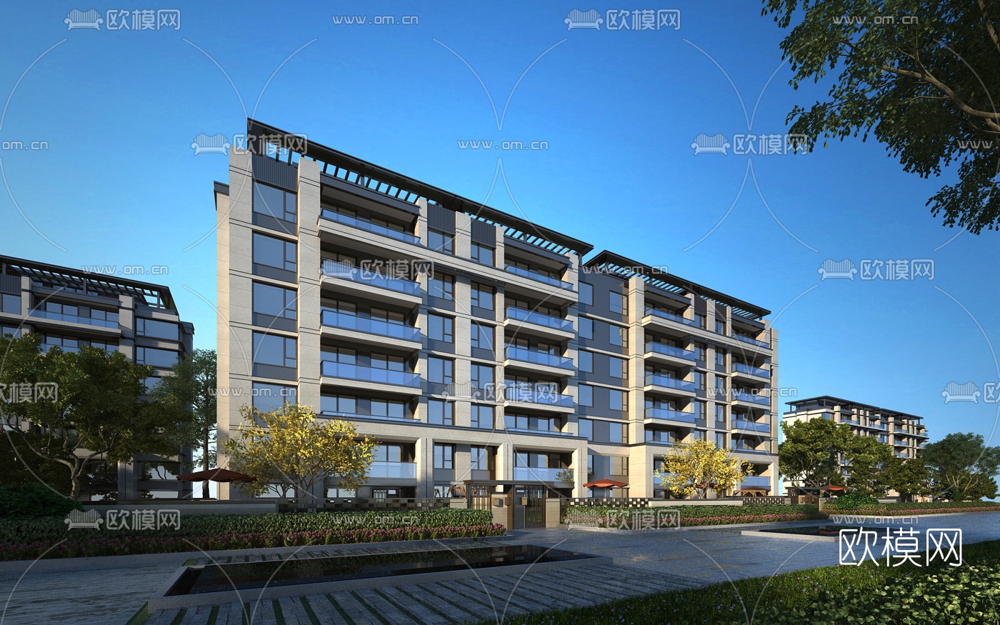 现代住宅楼外观3d模型