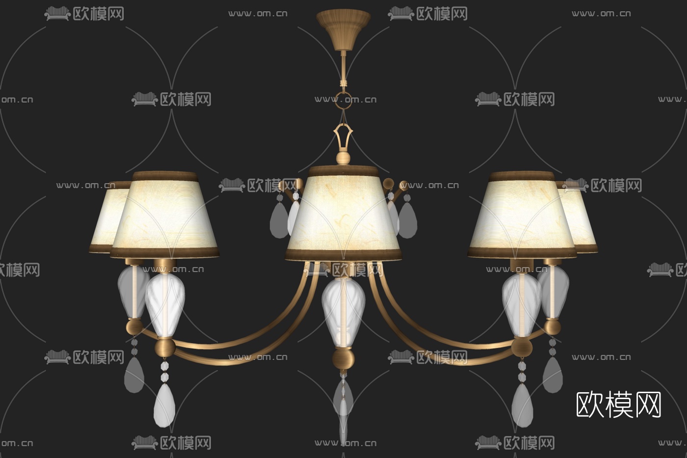 欧式多头吊灯su模型下载