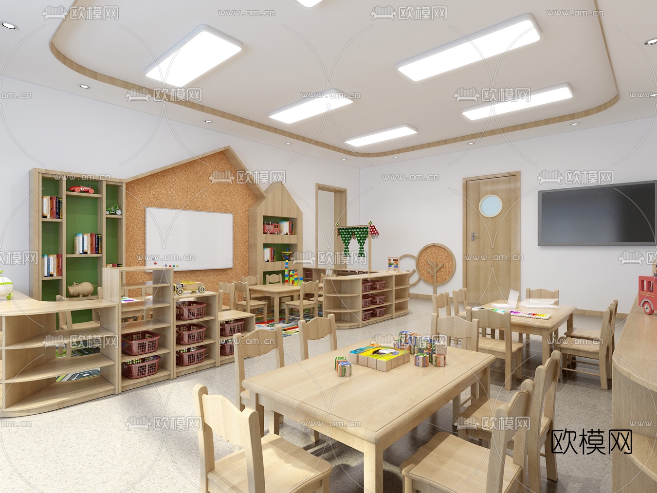 现代幼儿园教室3d模型