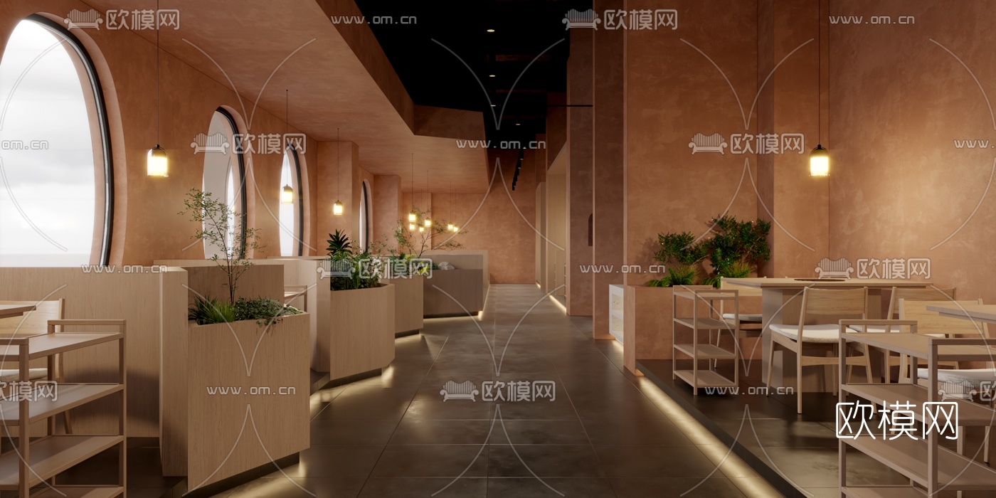 北欧侘寂火锅店3d模型下载（渲染图1）
