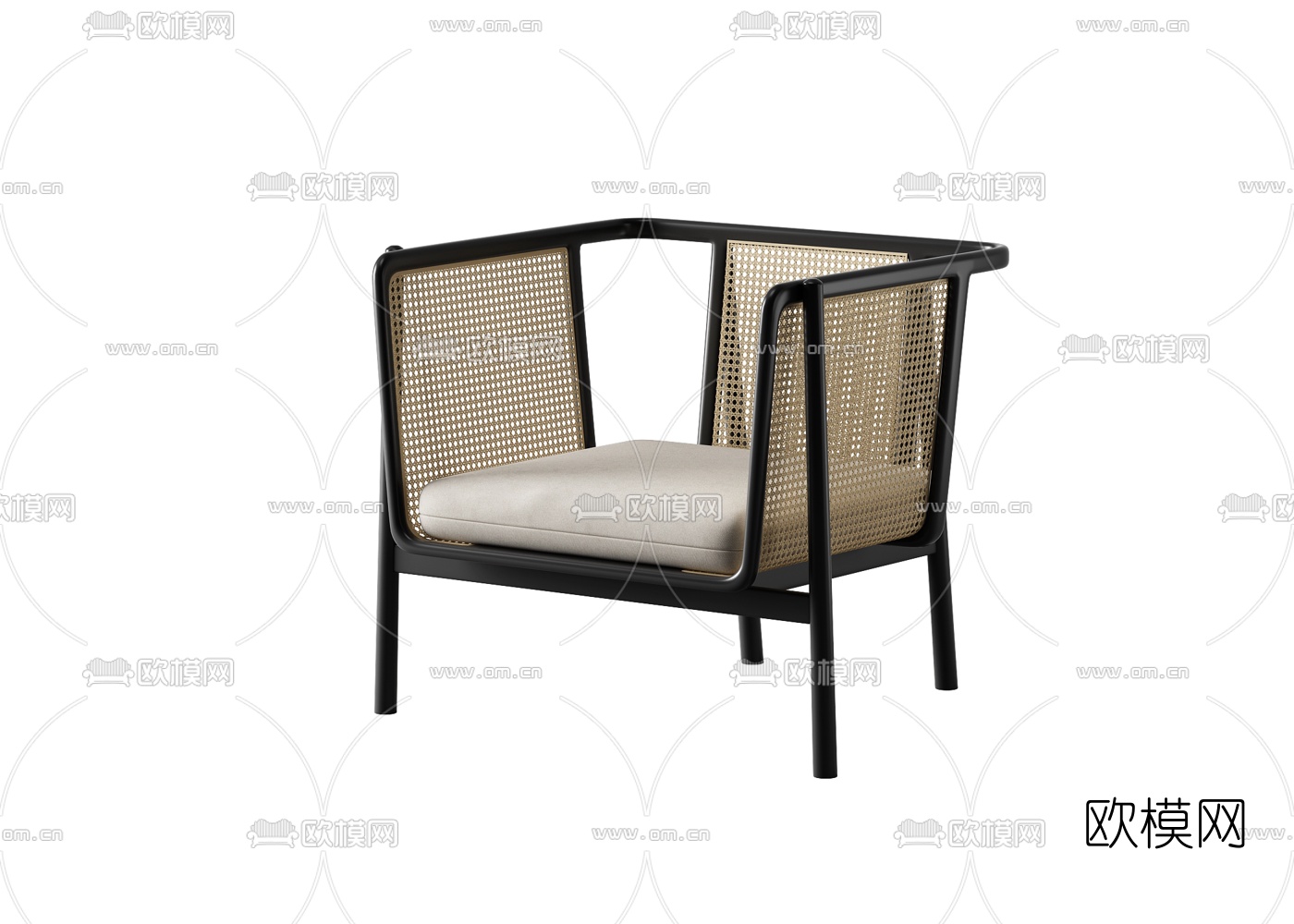 现代藤编户外椅3d模型下载