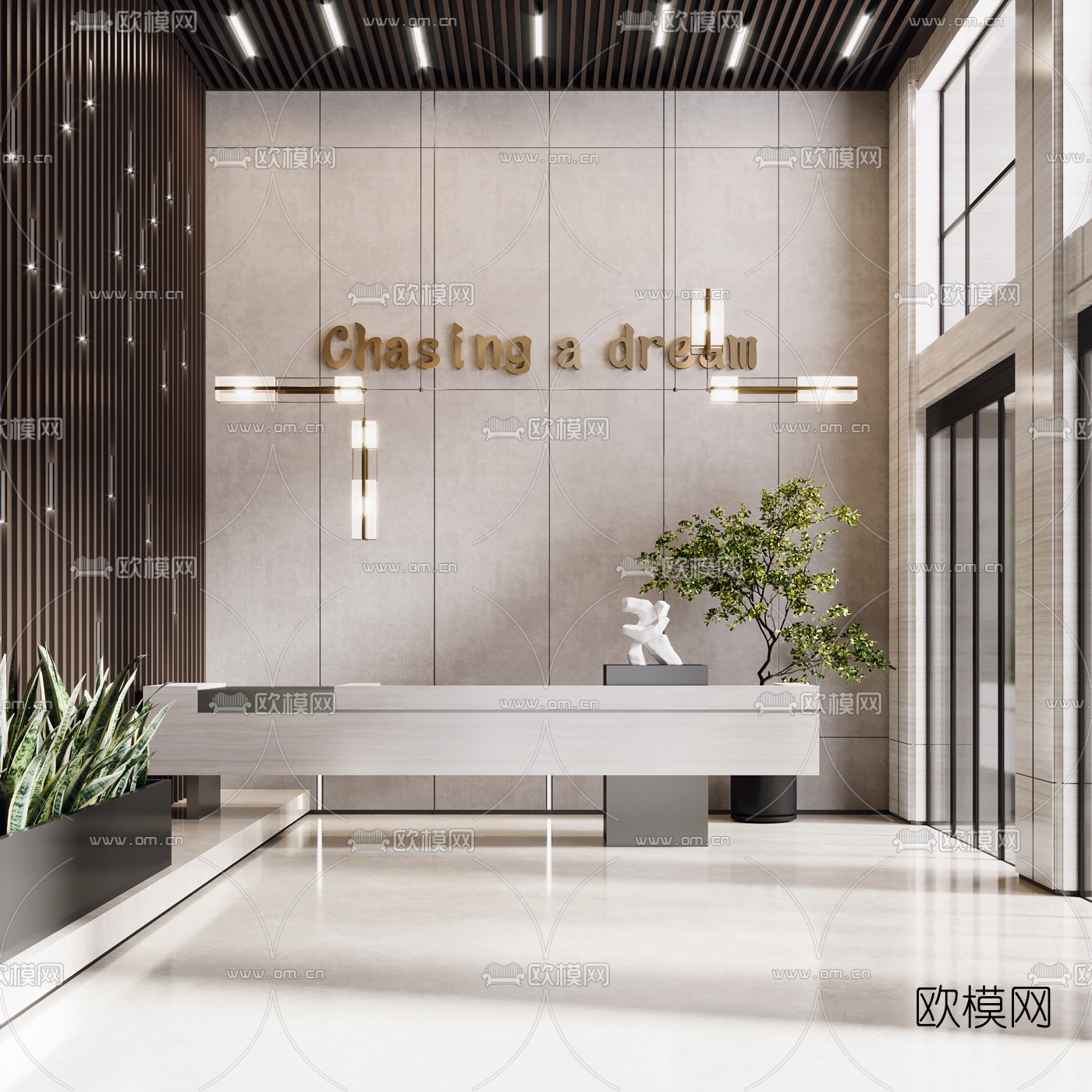 现代公司前台3d模型