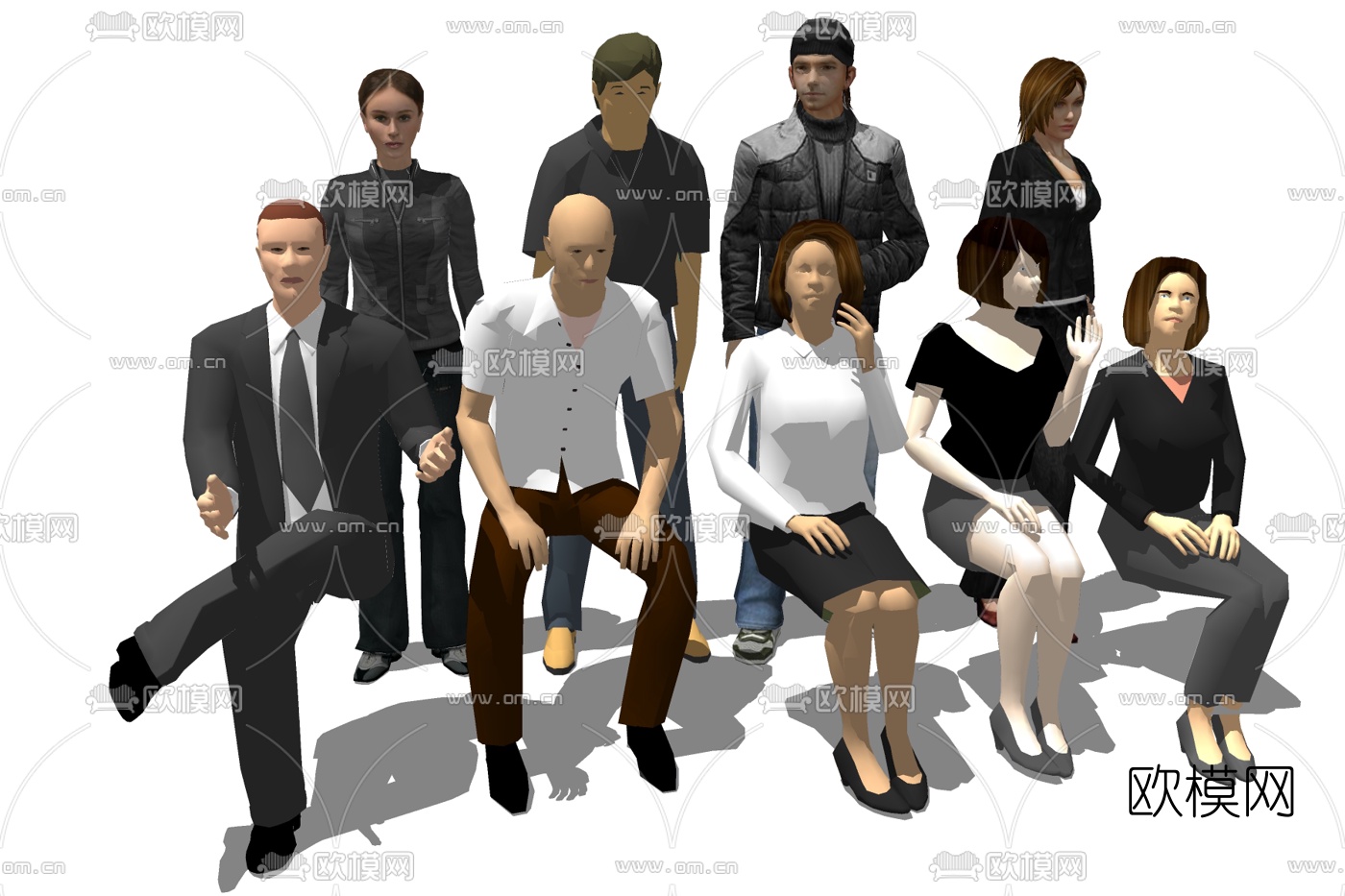 现代白领人物su模型下载