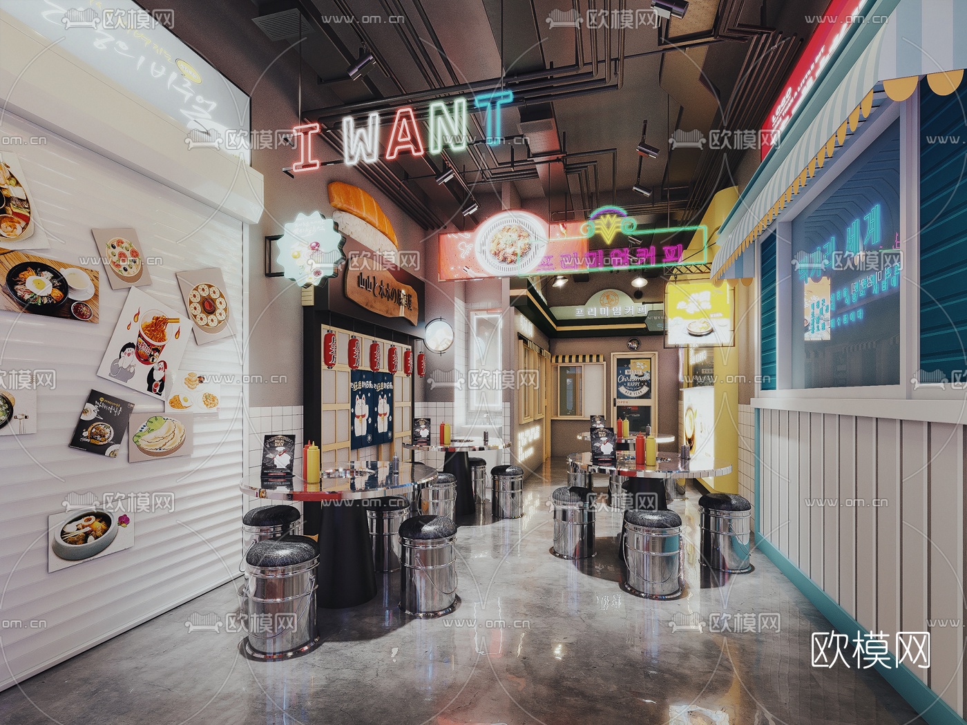 韩式烤肉店3d模型下载（渲染图1）