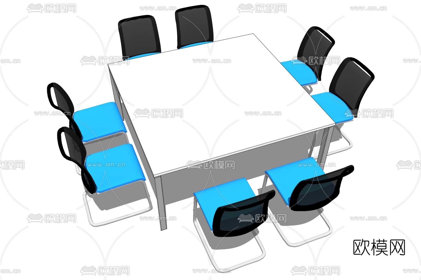 现代会议桌椅免费su模型下载