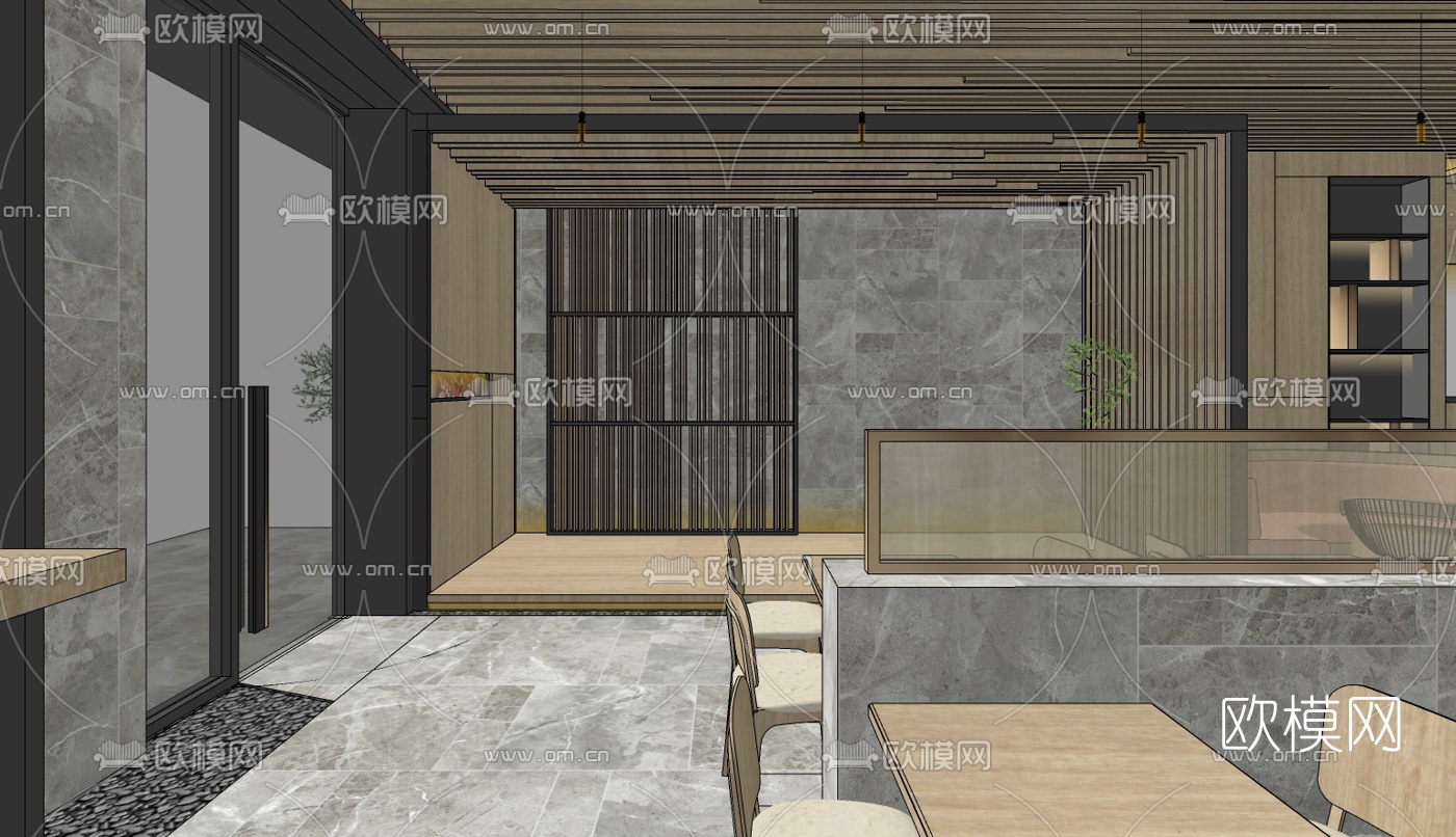 日式料理店su模型