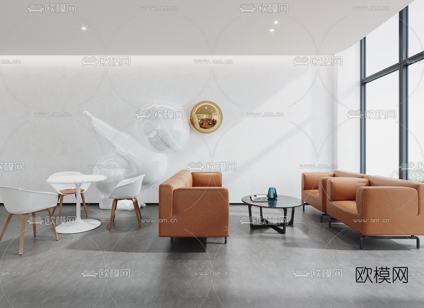 现代办公休息区3d模型下载