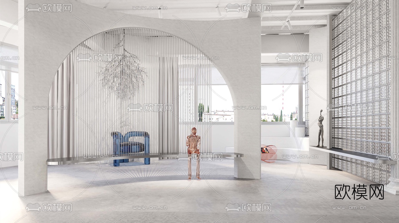 现代极简摄影工作室3d模型下载（渲染图4）