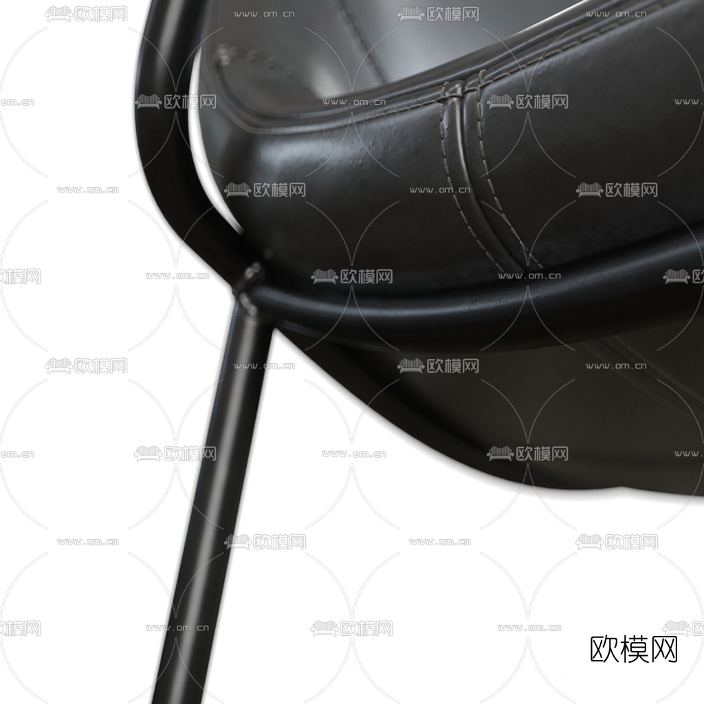 工业风皮革吧椅3d模型下载（渲染图3）