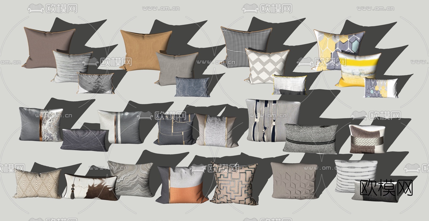 现代布艺枕头su模型下载