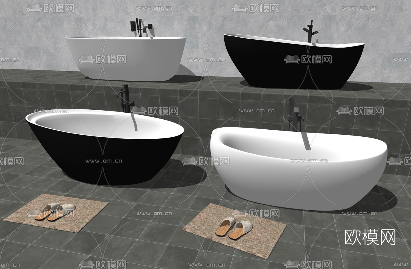 现代陶瓷浴缸su模型下载