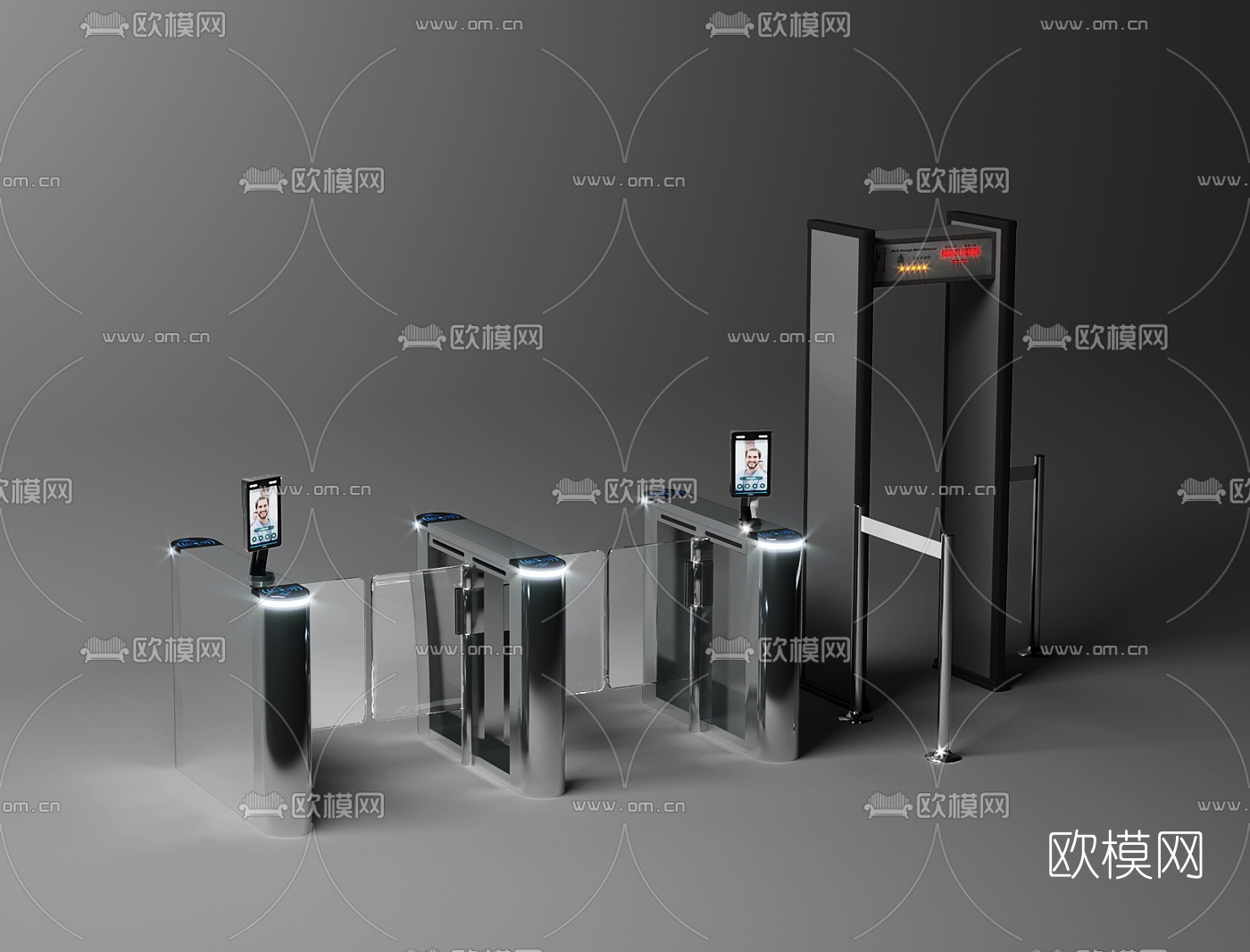 现代安检闸机安检门3d模型下载