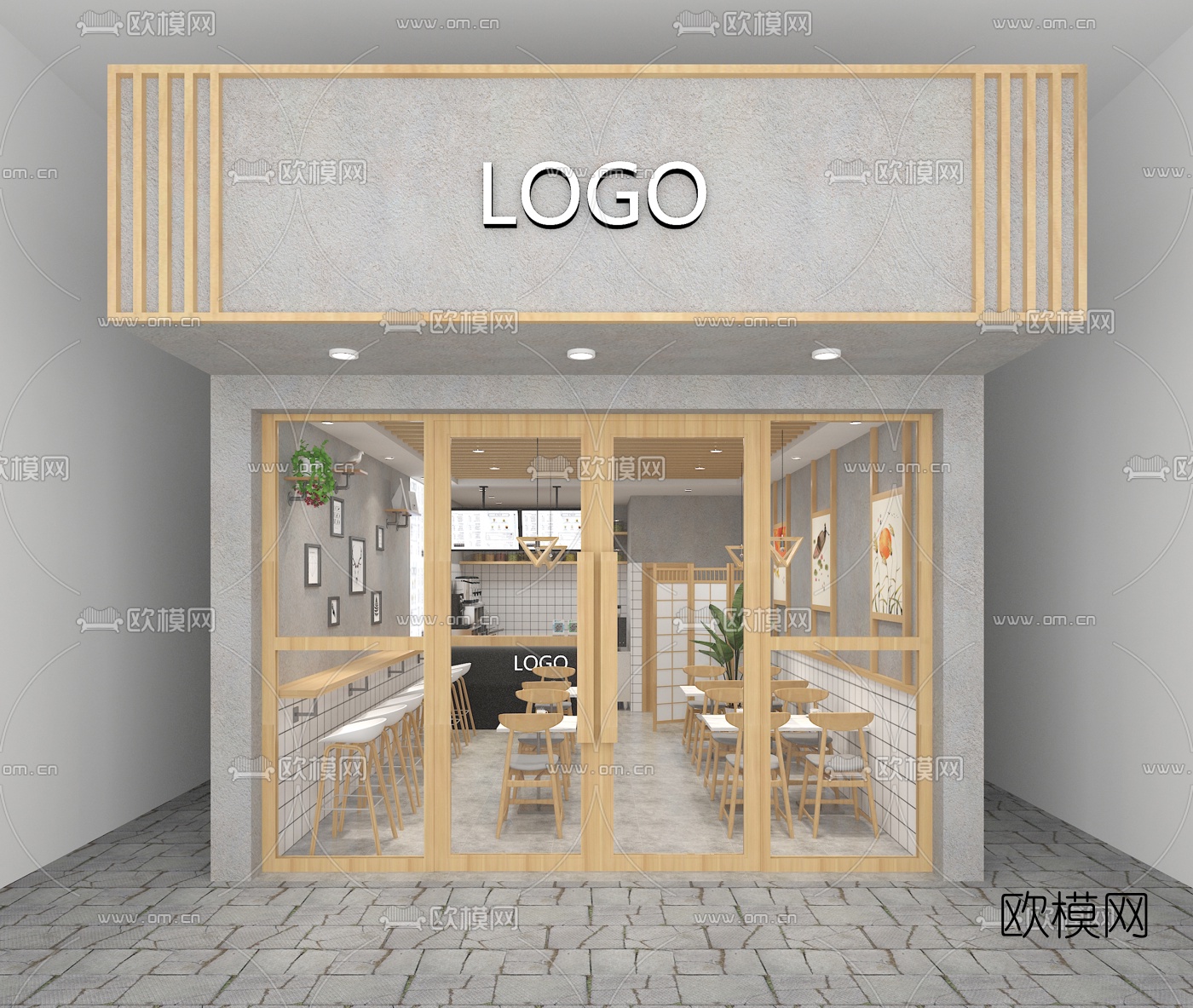 北欧奶茶店免费3d模型下载（渲染图2）