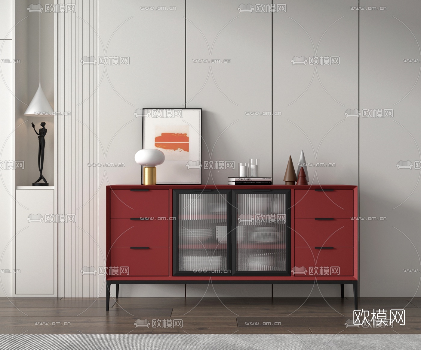 北欧餐边柜3d模型下载