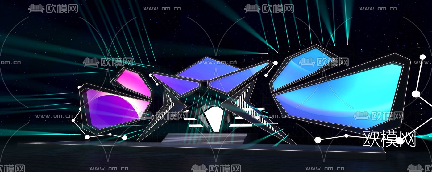 现代音乐演唱会舞台免费3d模型下载（渲染图2）