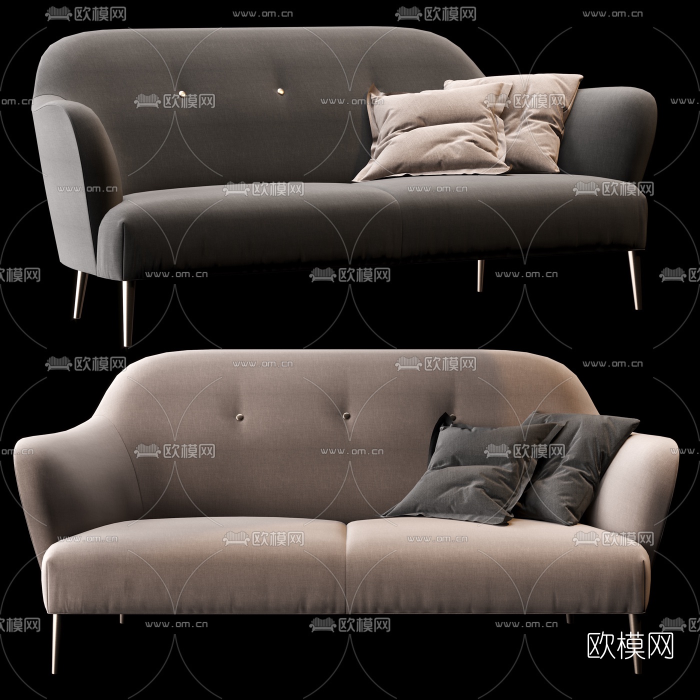 北欧布艺双人沙发3d模型下载