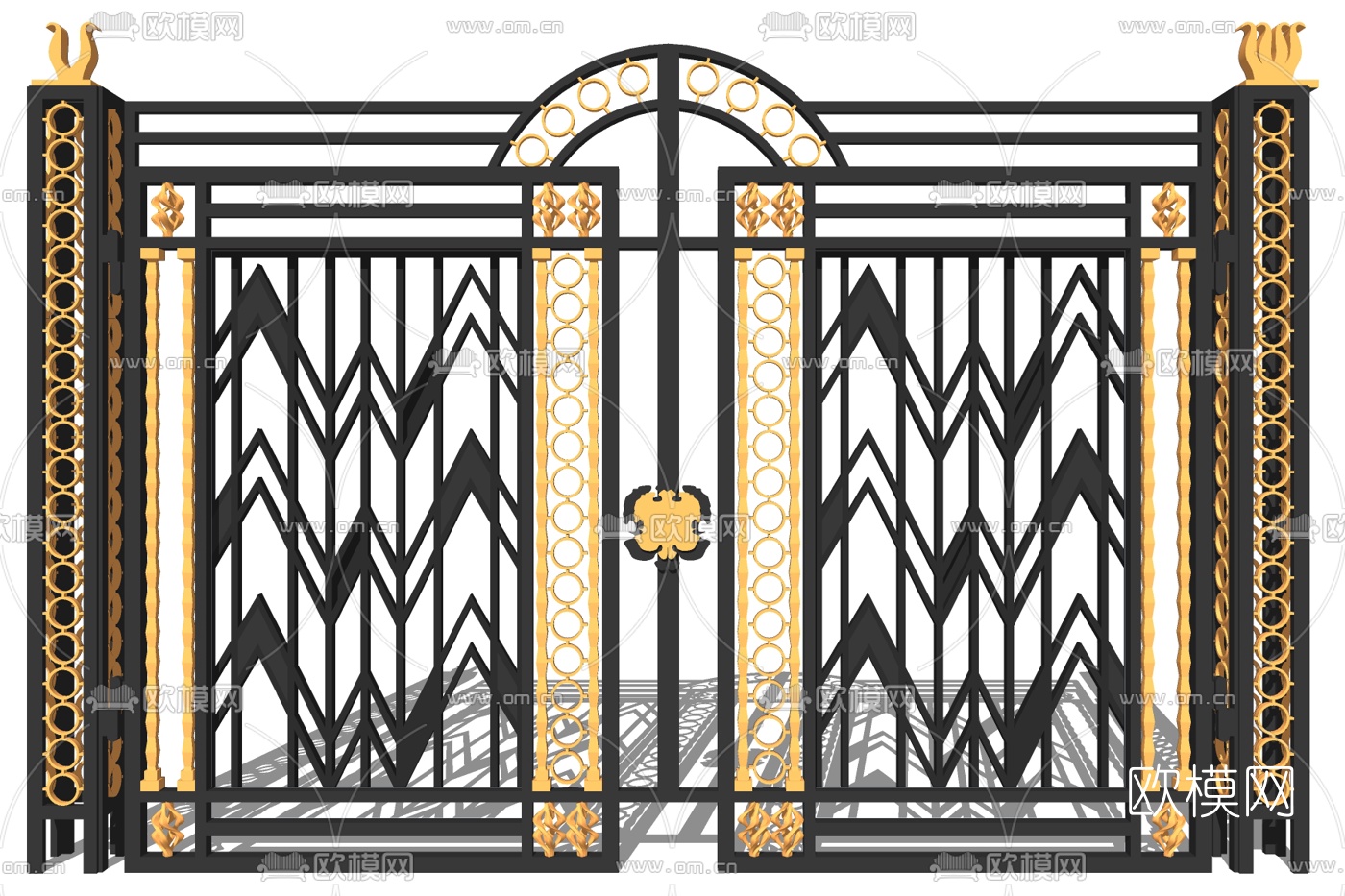 欧式铁艺庭院大门su模型下载