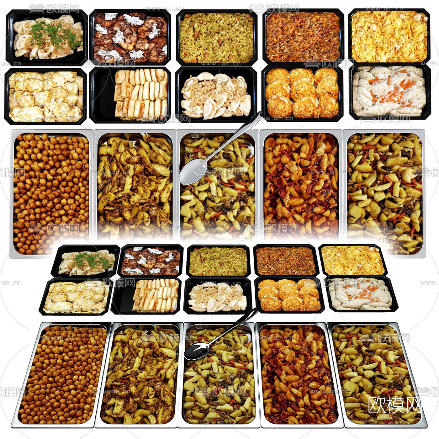 现代炒菜食品3d模型