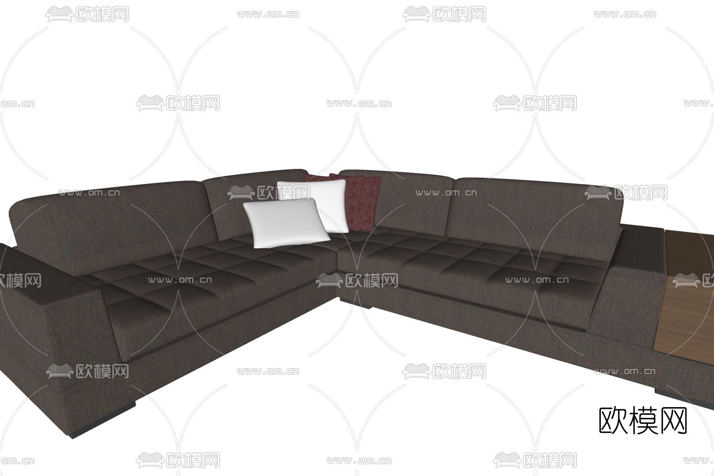 现代布艺转角多人沙发su模型下载