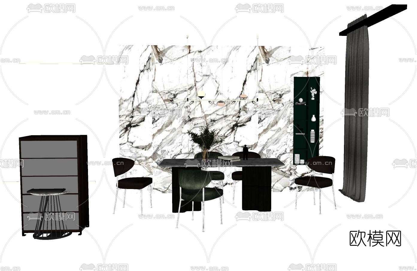 现代书桌椅su模型下载