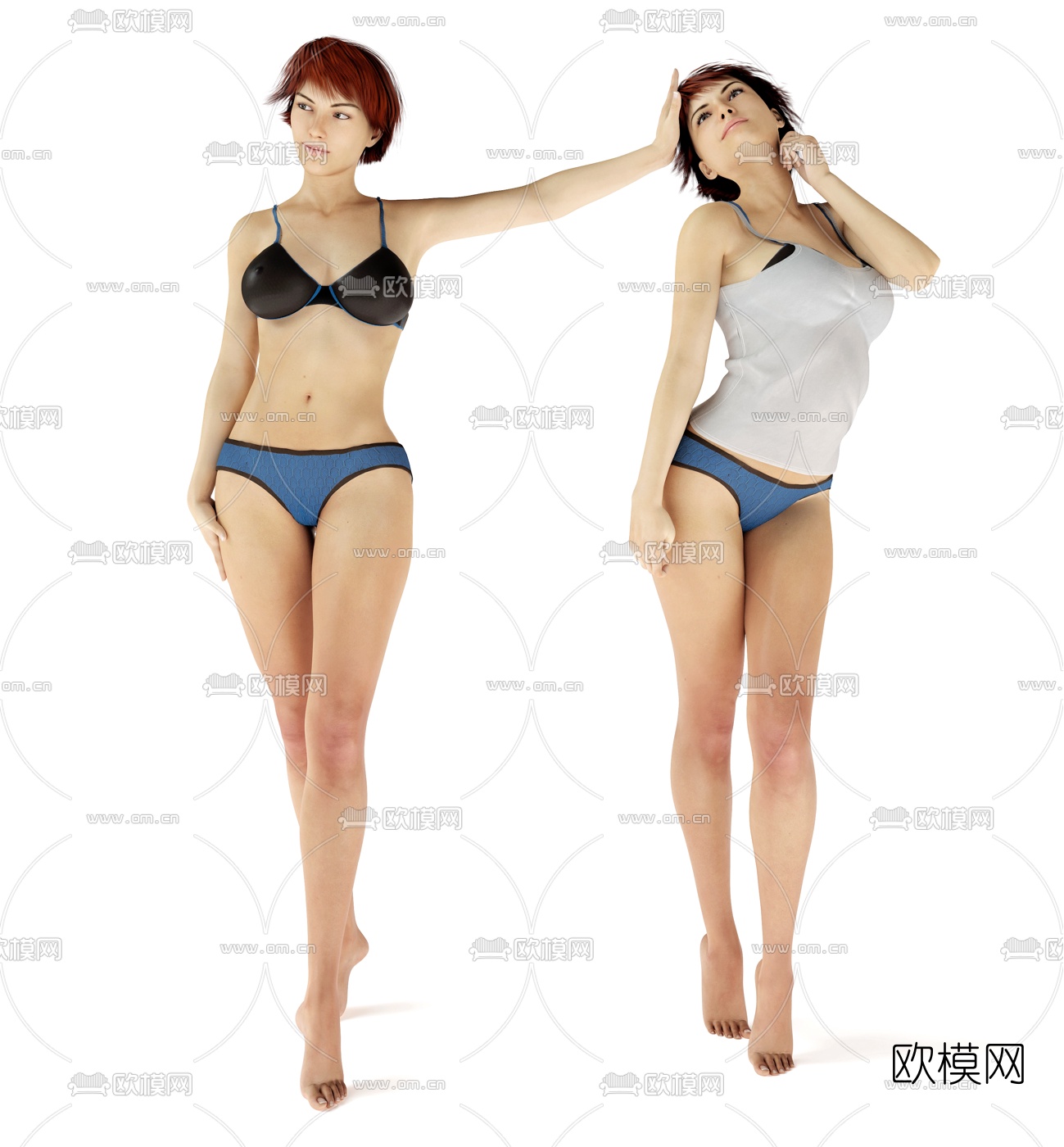 现代女性模特3d模型下载（渲染图1）