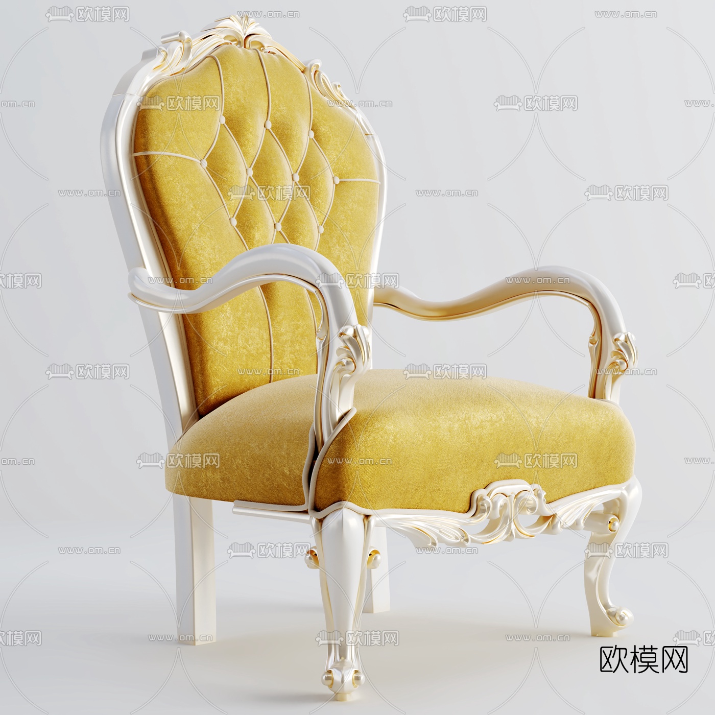 欧式绒布休闲椅3d模型