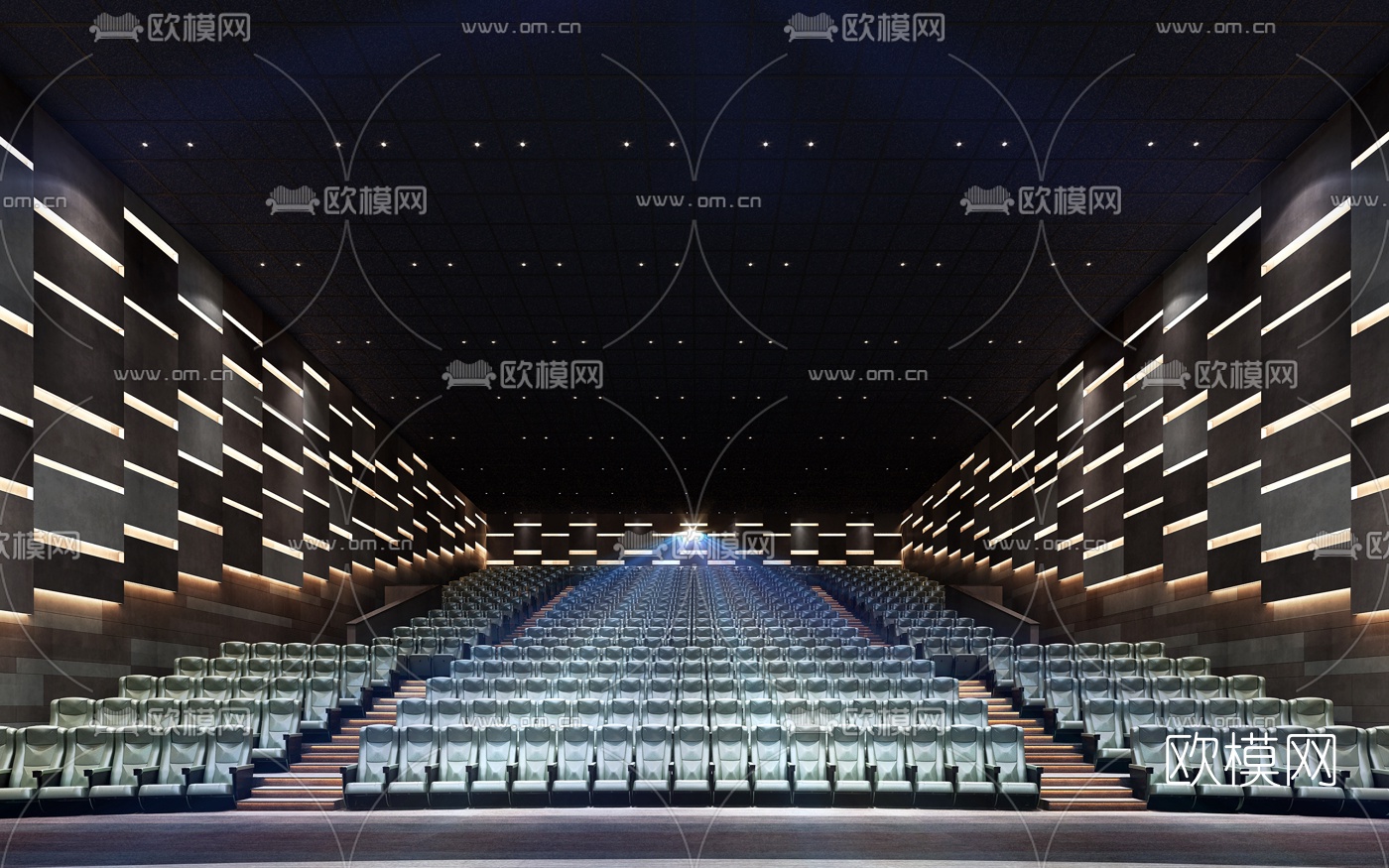 现代电影院放映厅3d模型
