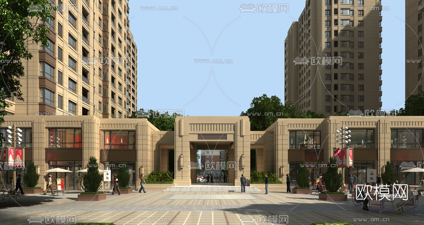 现代住宅小区建筑外观3d模型