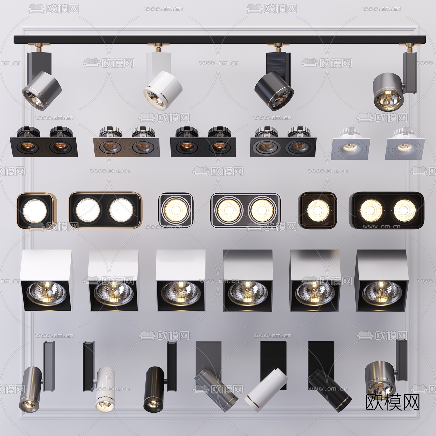 现代筒灯射灯3d模型下载