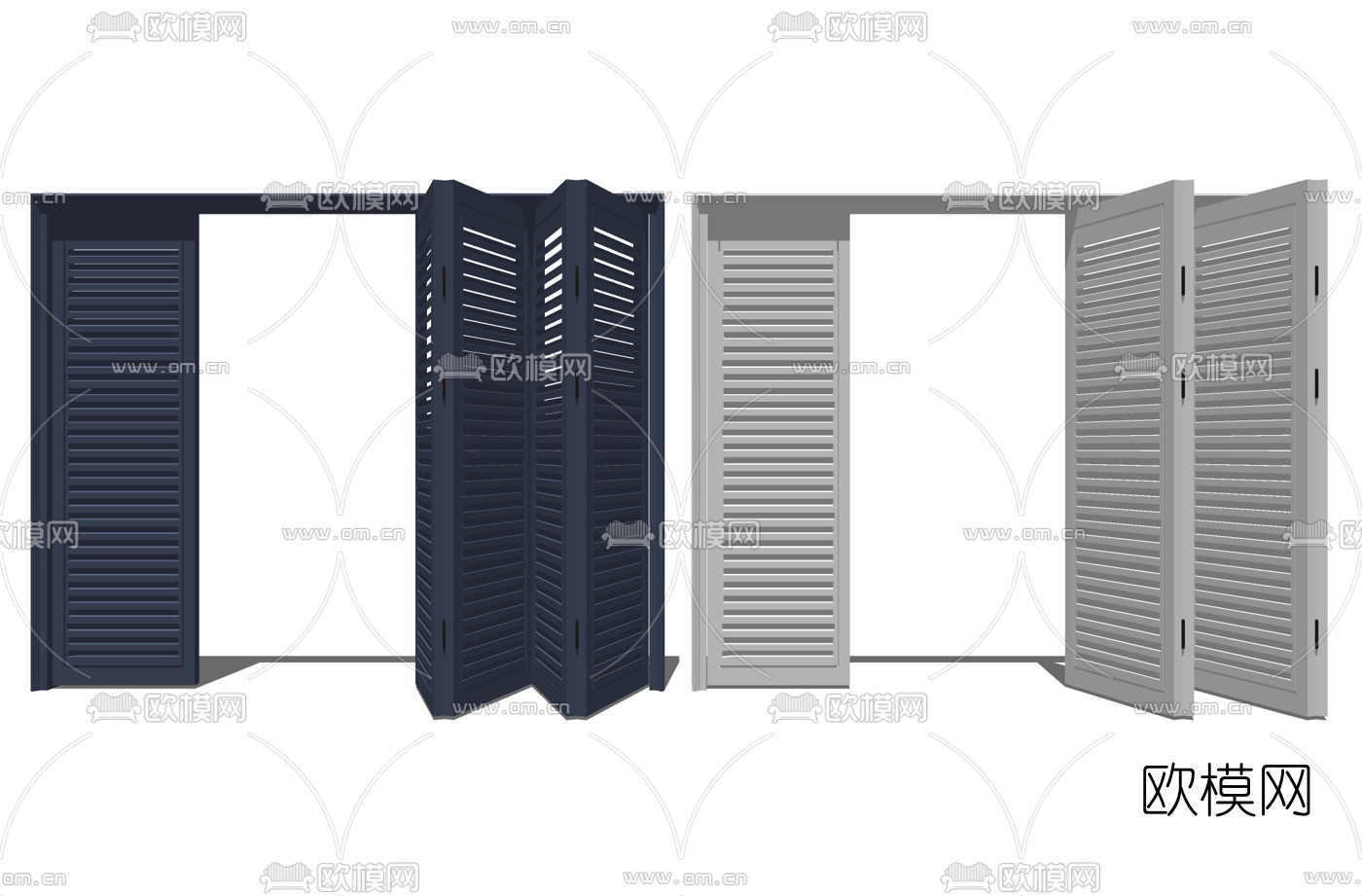 北欧百叶折叠门su模型下载