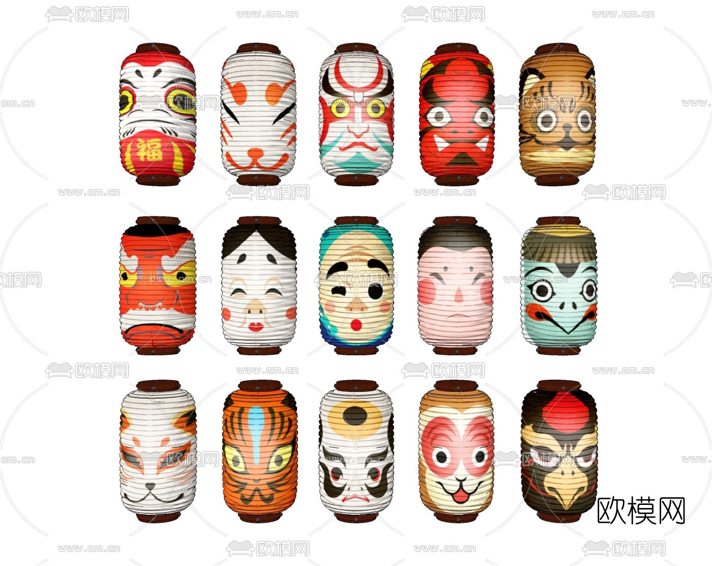 日式灯笼吊灯su模型下载