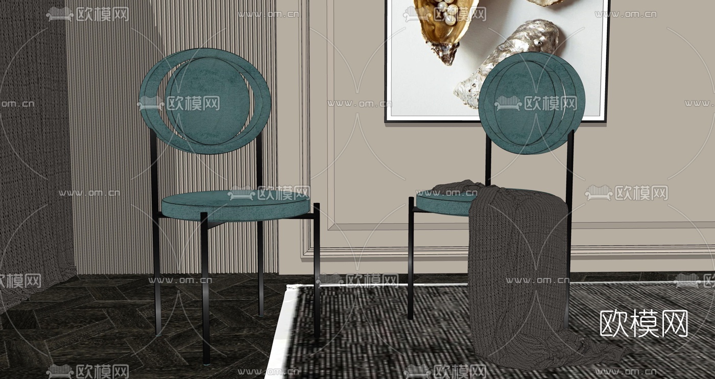 现代轻奢休闲椅su模型下载（渲染图2）