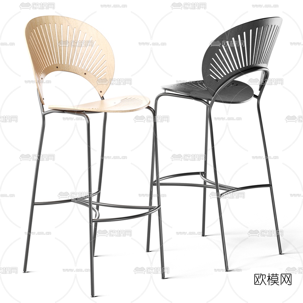 现代铁艺吧台椅3d模型