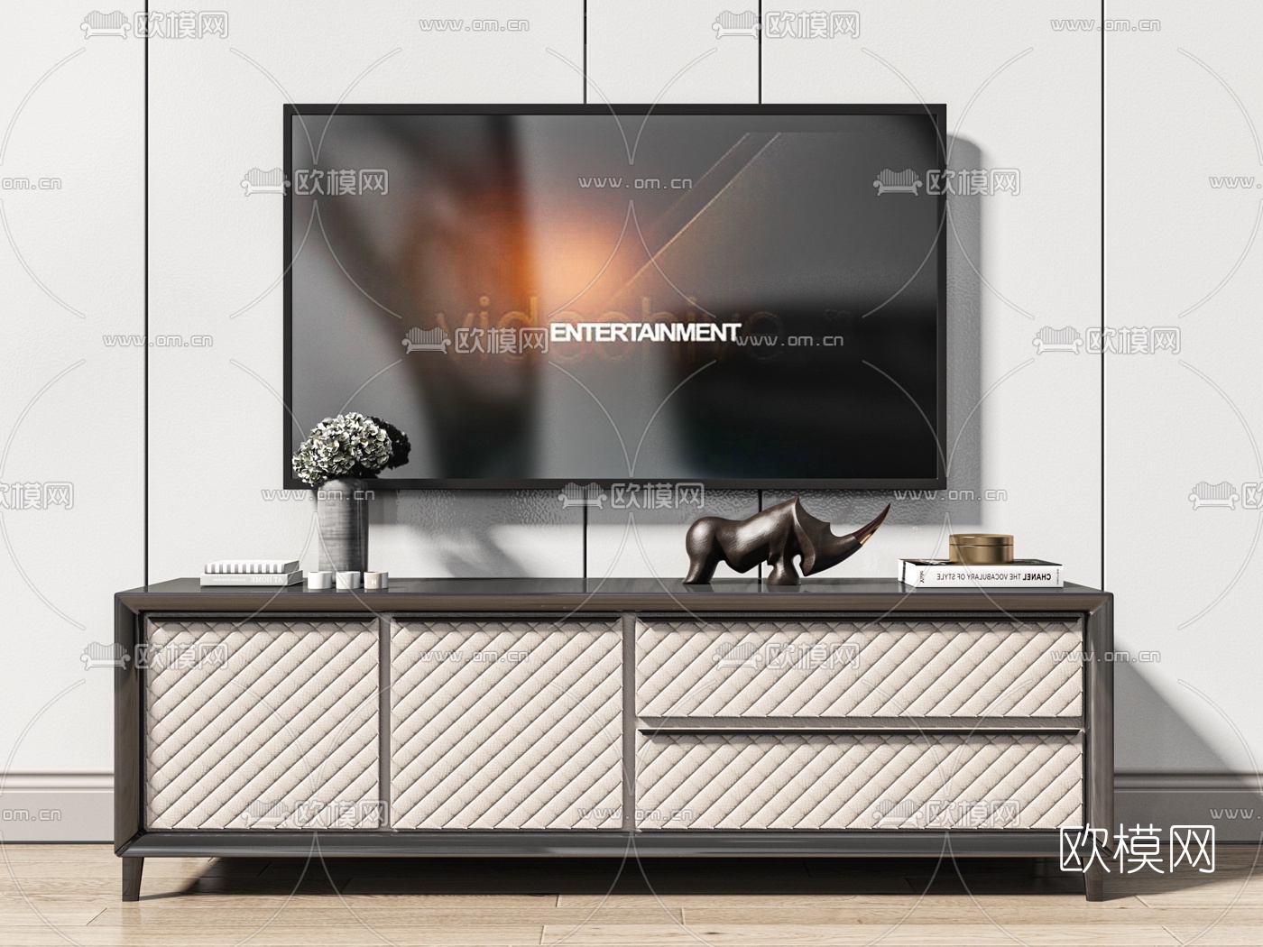 简欧电视柜3d模型