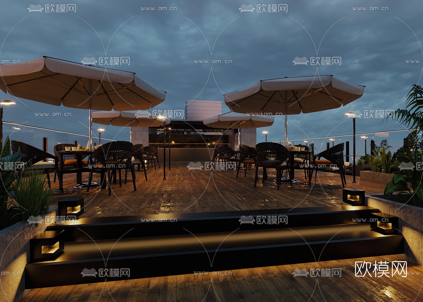 现代露天音乐餐吧3d模型