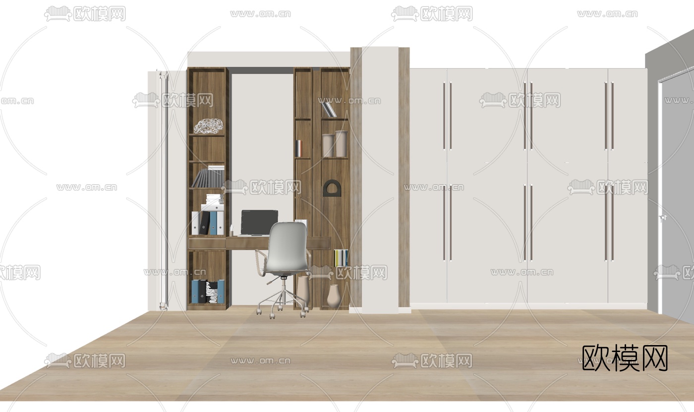 现代书桌椅su模型下载